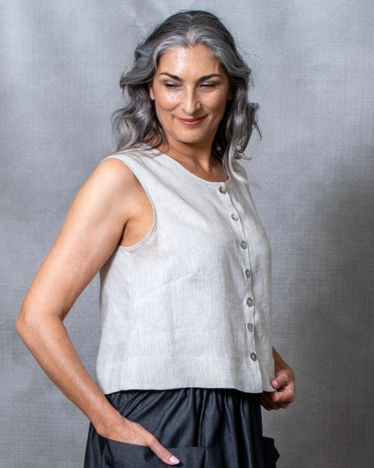 Ria Linen Vest - M/L