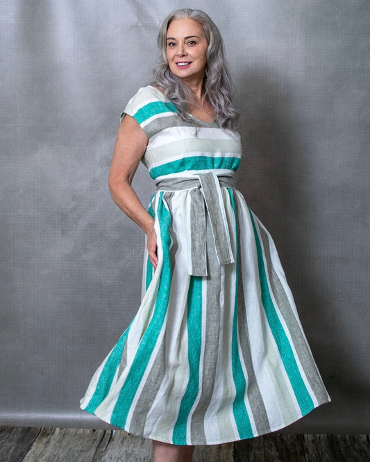 Scarlett Apple Splice Linen Dress