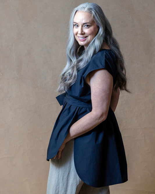 Capri Navy Cotton Tunic - L/XL