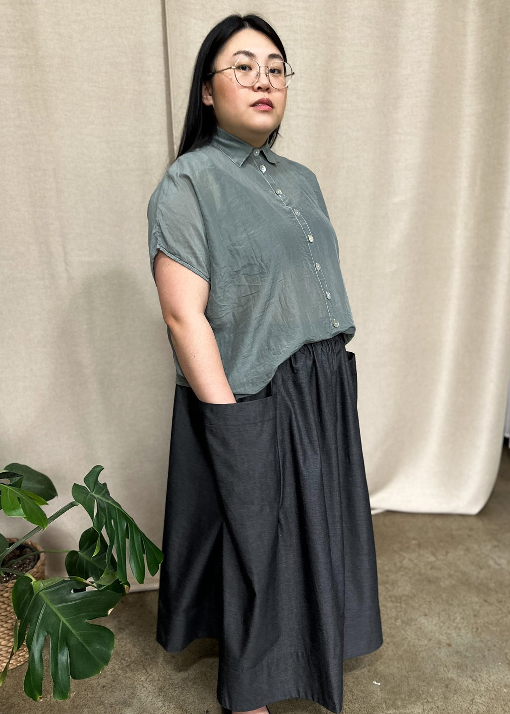 Montana Shirt in Mist Cotton/Silk