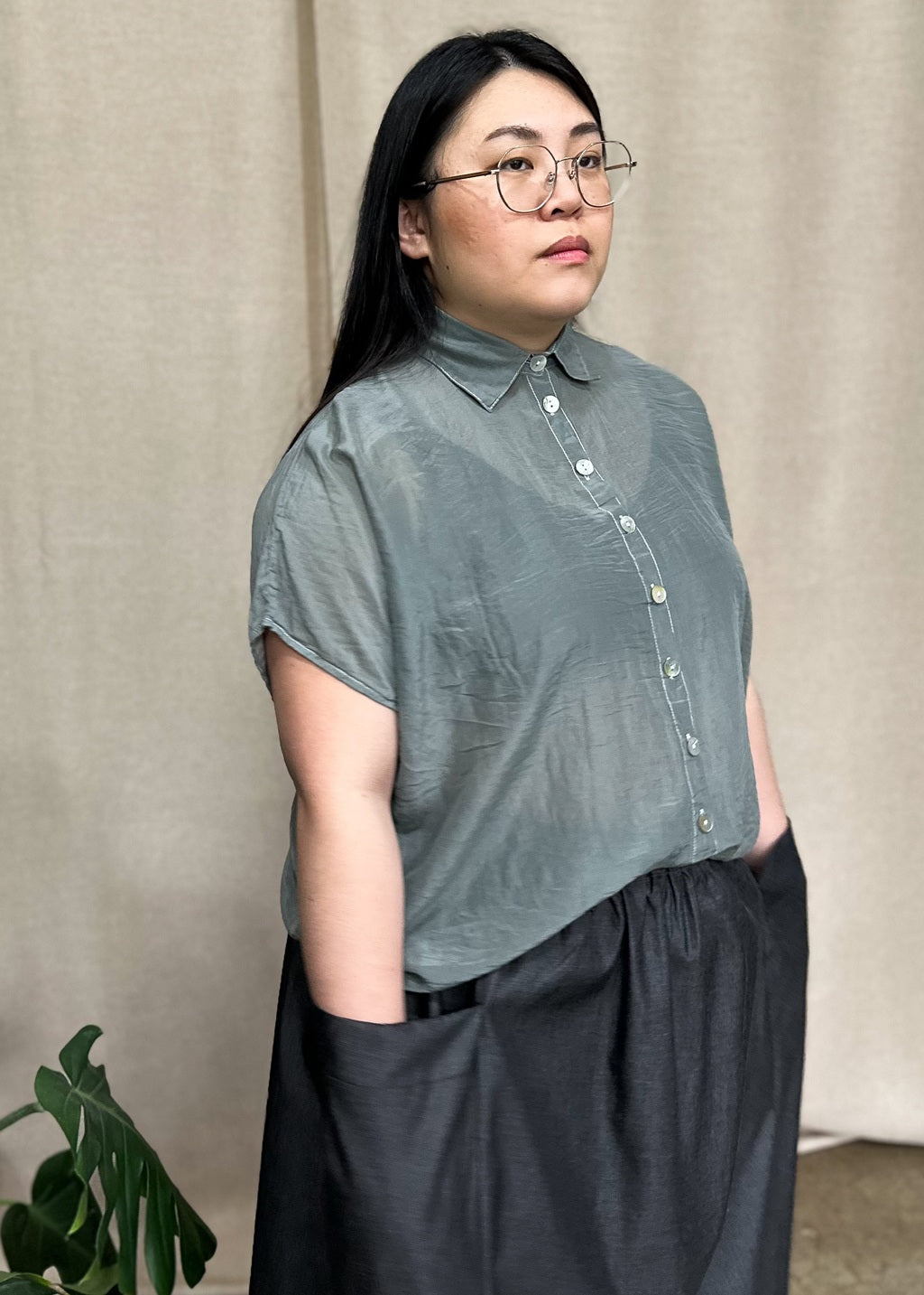 Montana Shirt in Mist Cotton/Silk