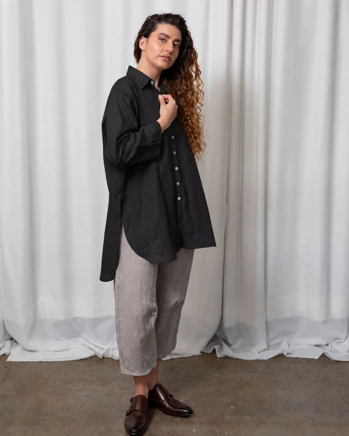 Monet Black Linen Shirt - PRE ORDER (SHIPPING 7TH DECEMBER)