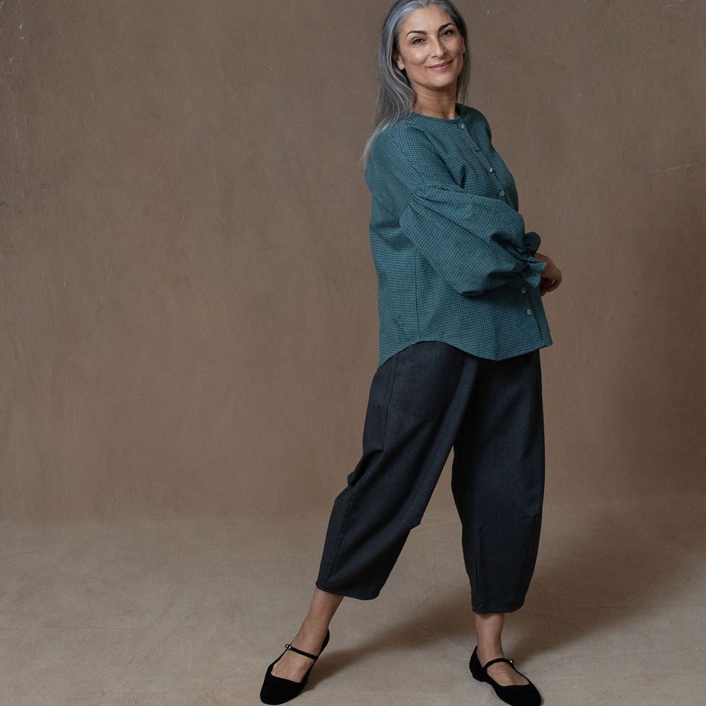 Celine Teal Dobby Weave Blouse