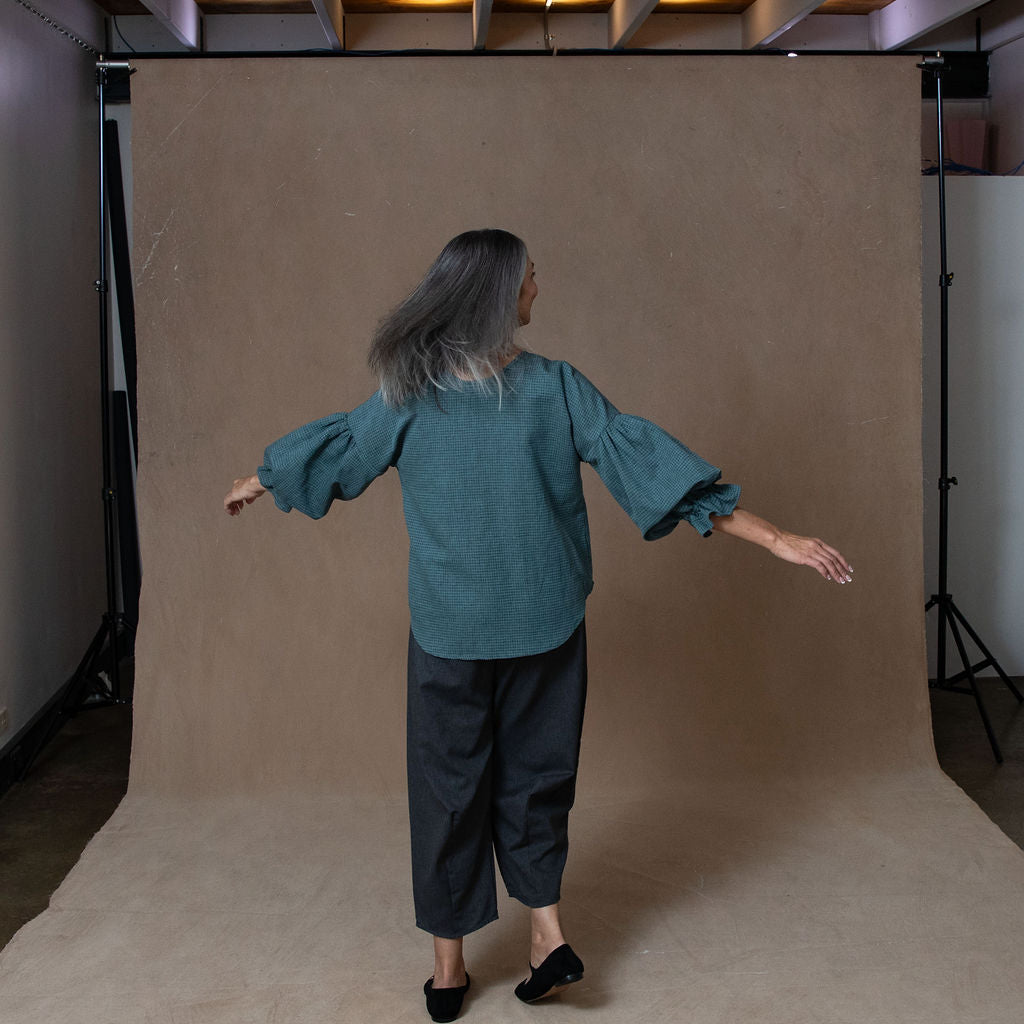 Celine Teal Dobby Weave Blouse