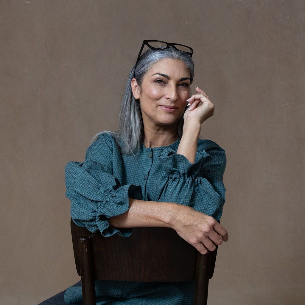 Celine Teal Dobby Weave Blouse