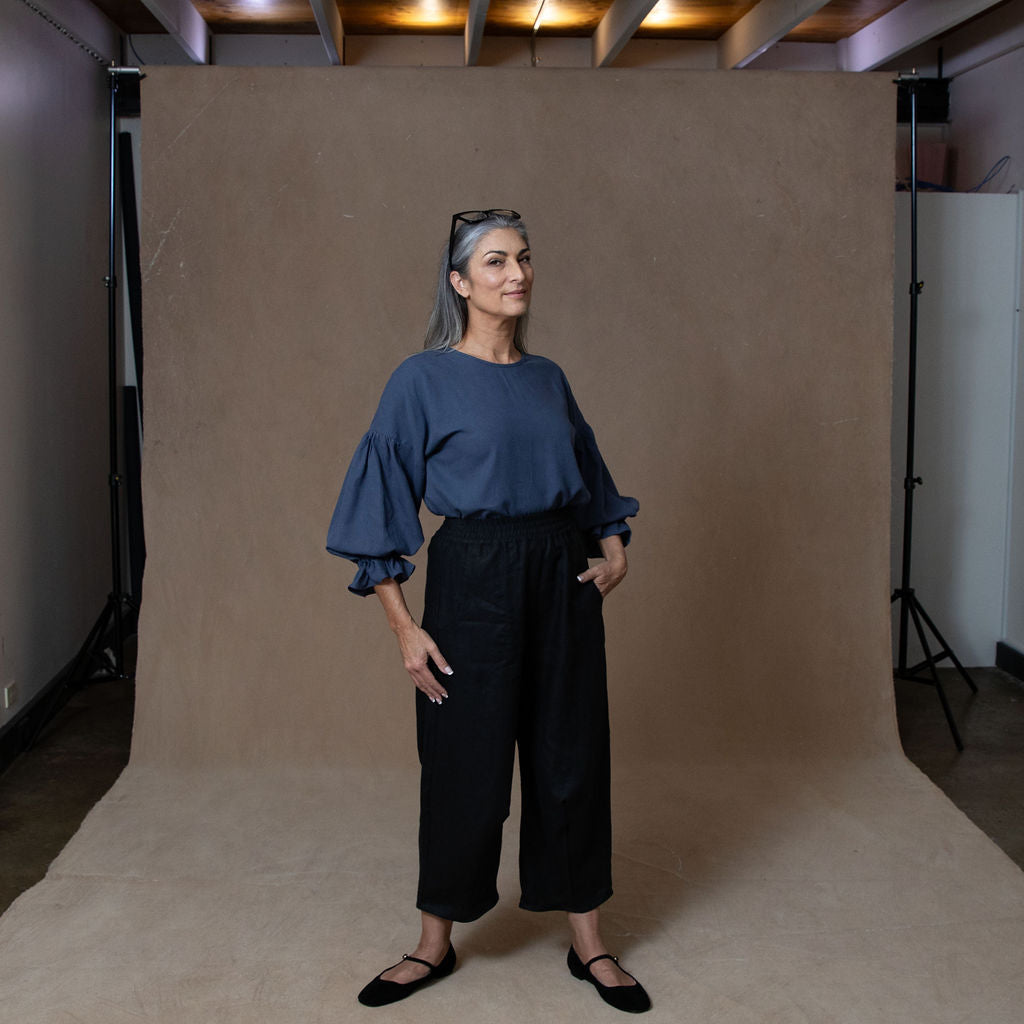 Celine Washed Navy Blouse