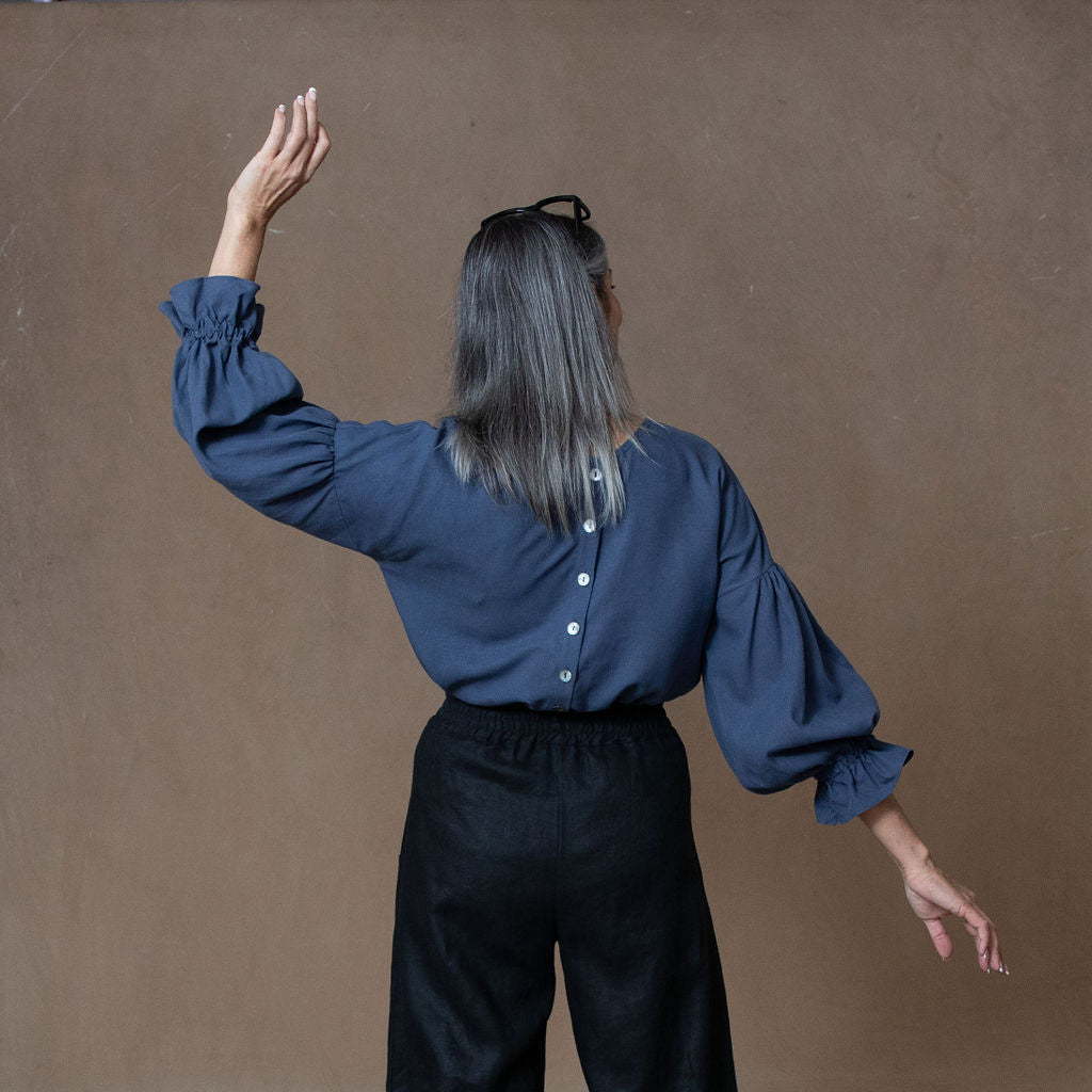 Celine Washed Navy Blouse