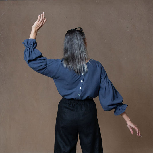 Celine Washed Navy Blouse
