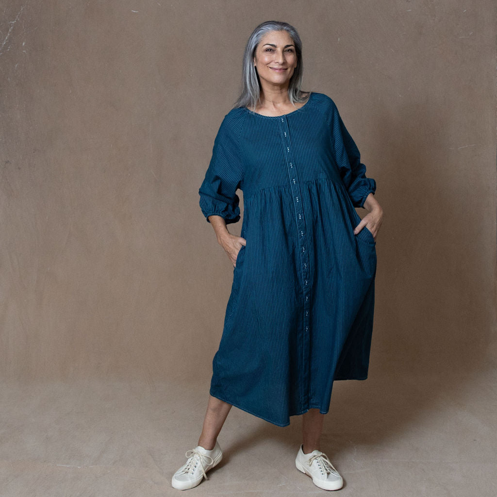 Layla Dark Teal Organic Cotton Dress
