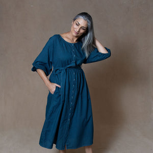 Layla Dark Teal Organic Cotton Dress
