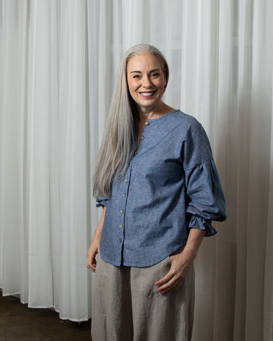 Celine Denim Chambray Blouse