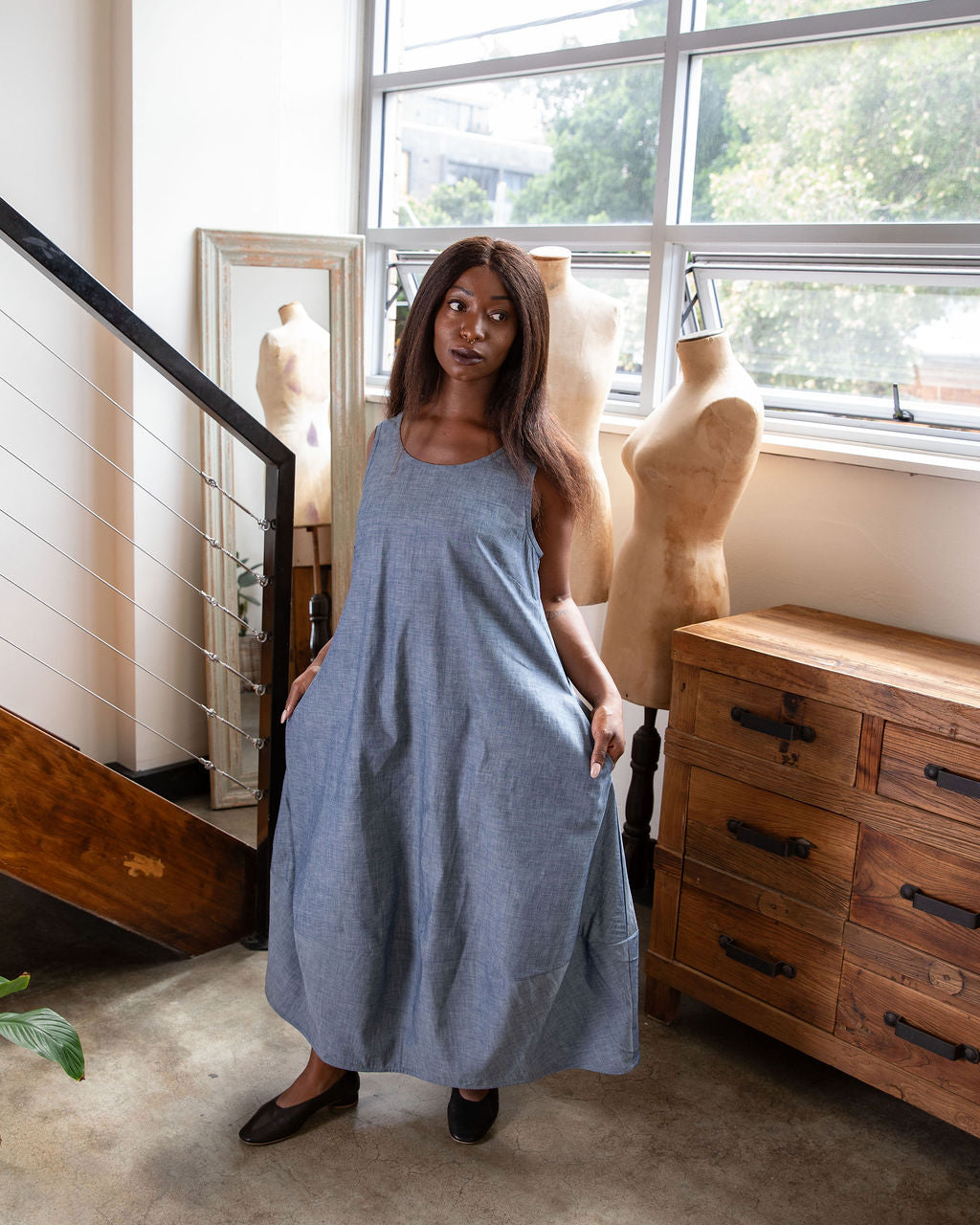Cleo Dress - Japanese Chambray Denim