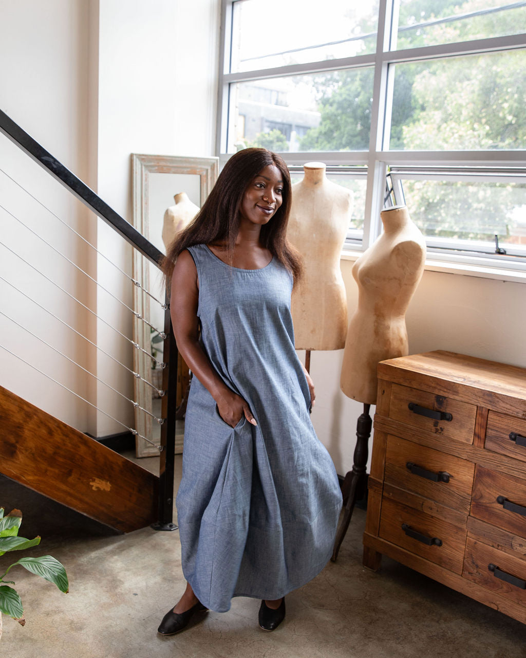 Cleo Dress - Japanese Chambray Denim