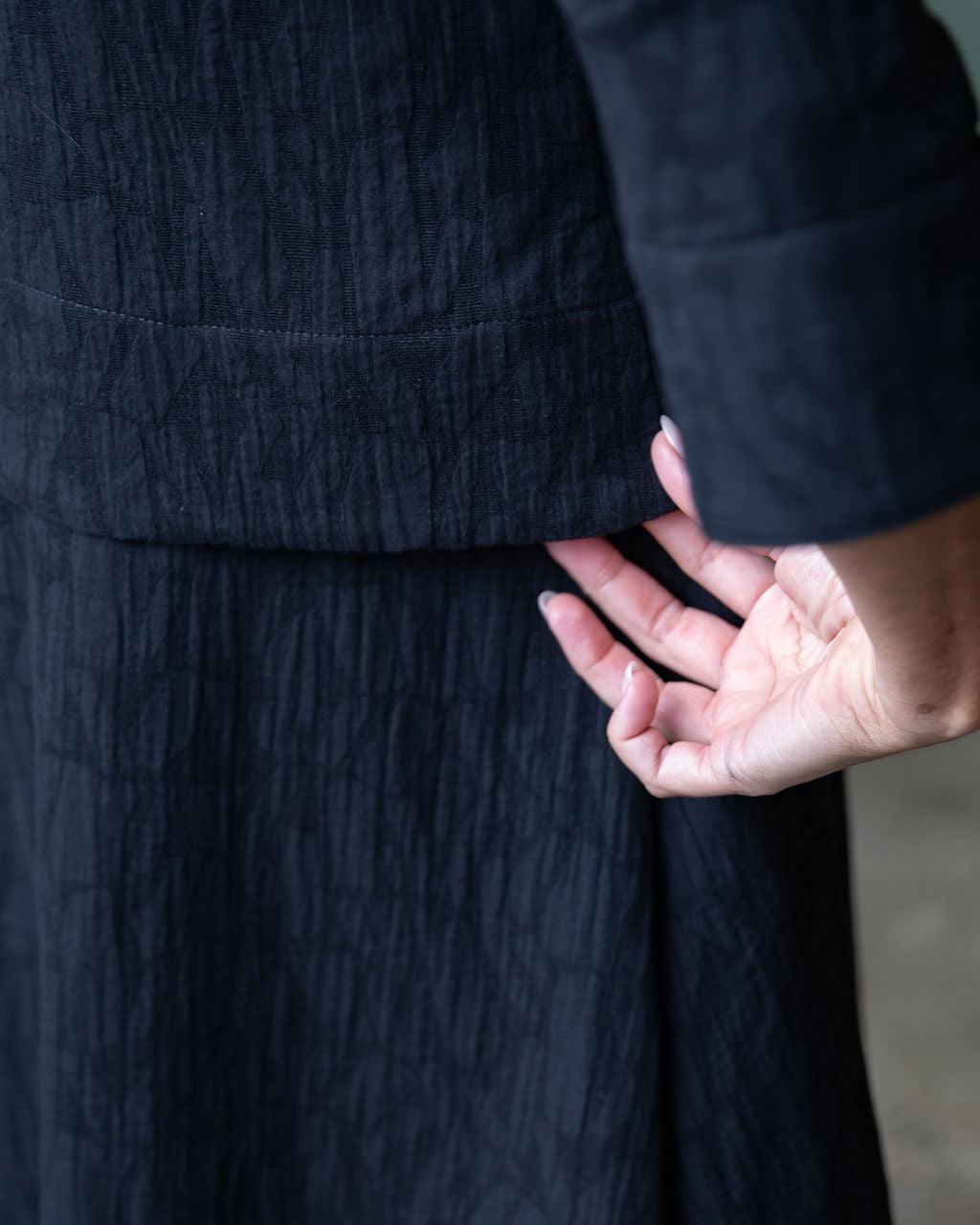 Grace Jacket - Black Cotton Jacquard