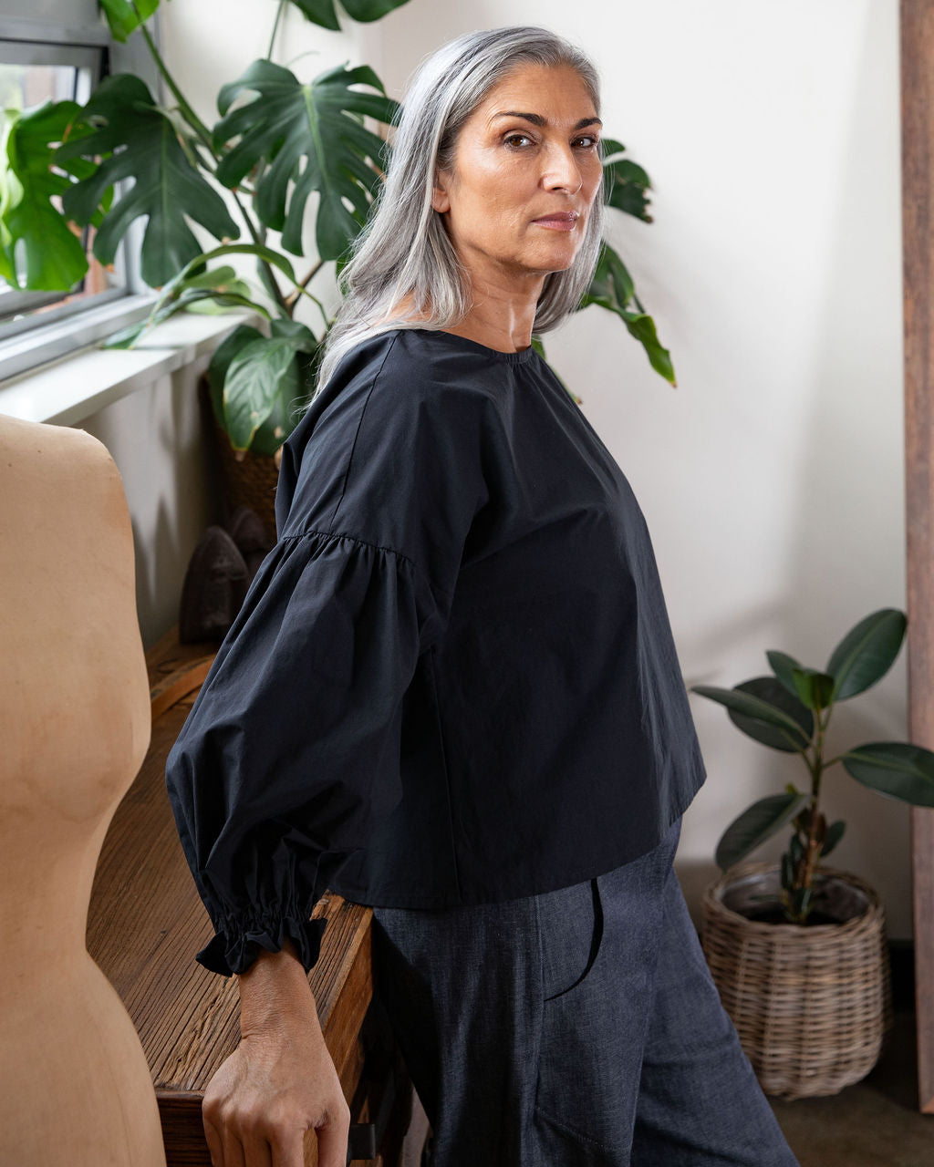 Willow top - Black Cotton