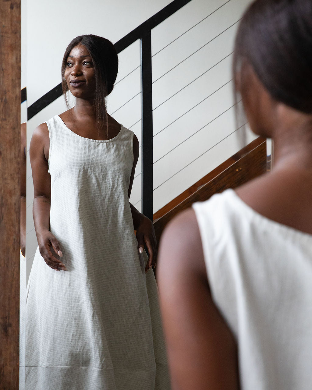 Cleo Dress - Oatmeal Dobby Weave