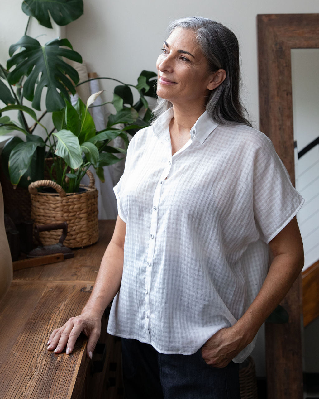 Montana Shirt – Milk White Gingham