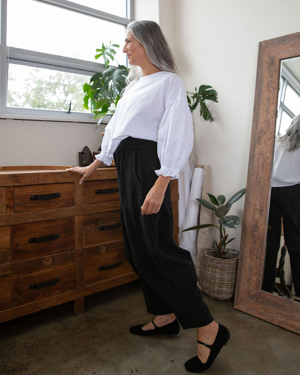 Tokyo Pant - Black Cotton Jacquard