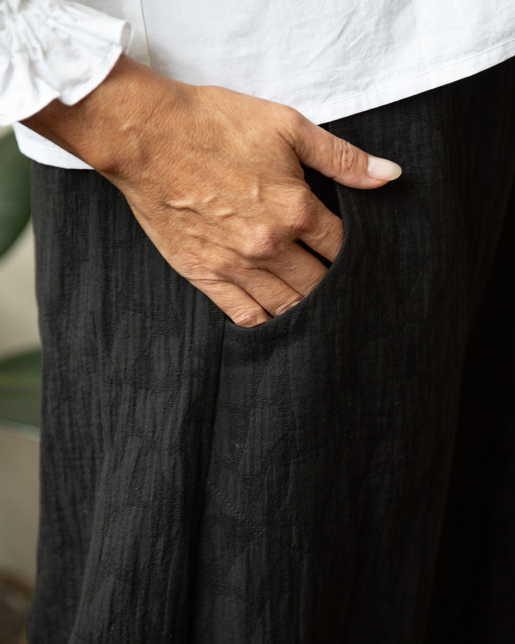 Tokyo Pant - Black Cotton Jacquard