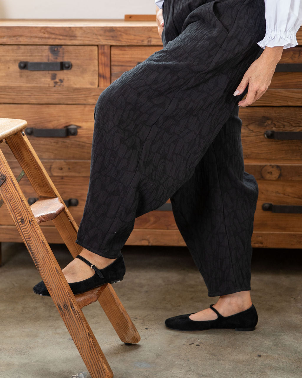 Tokyo Pant - Black Cotton Jacquard