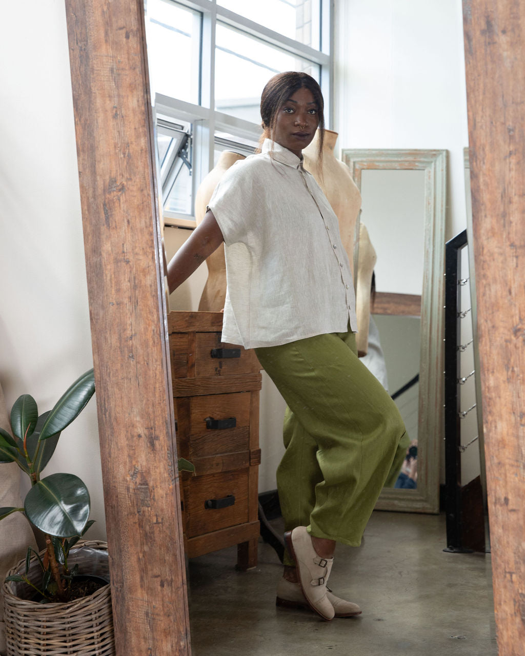 Tokyo Pant - Chartreuse Linen