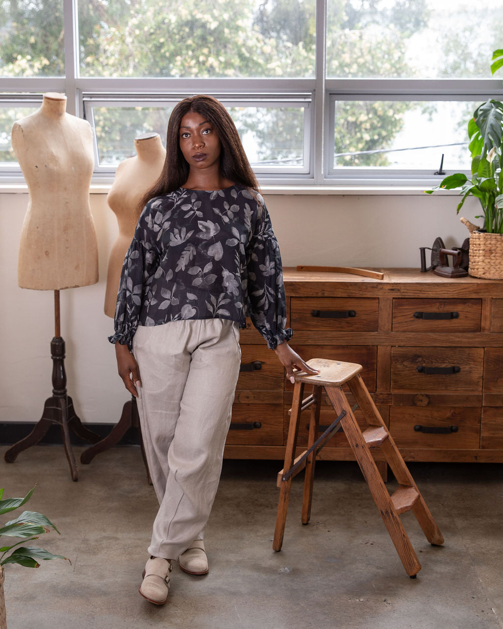 Willow top - Falling Leaves Cotton/Silk