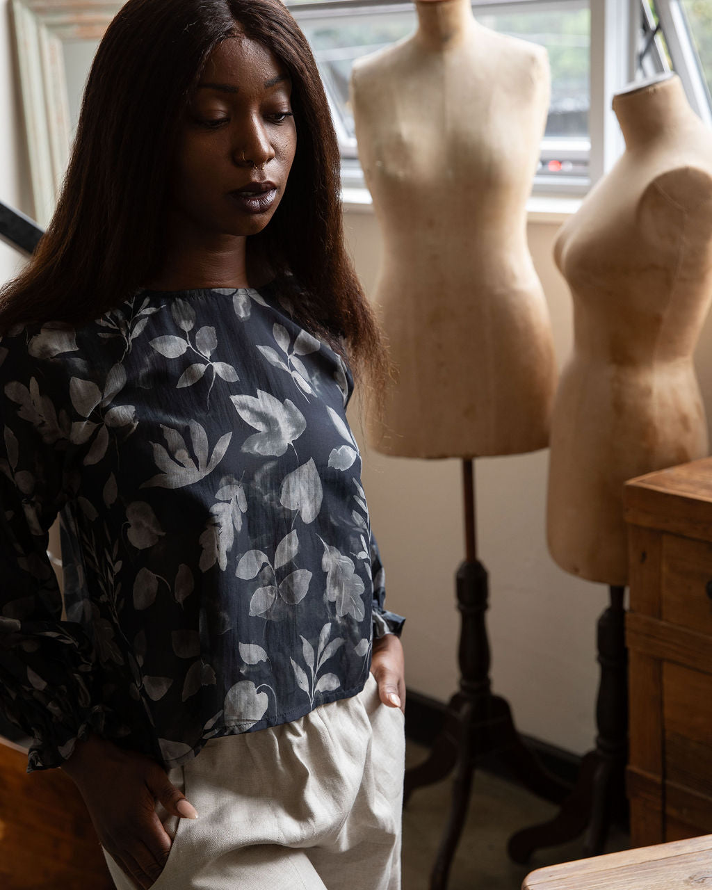 Willow top - Falling Leaves Cotton/Silk