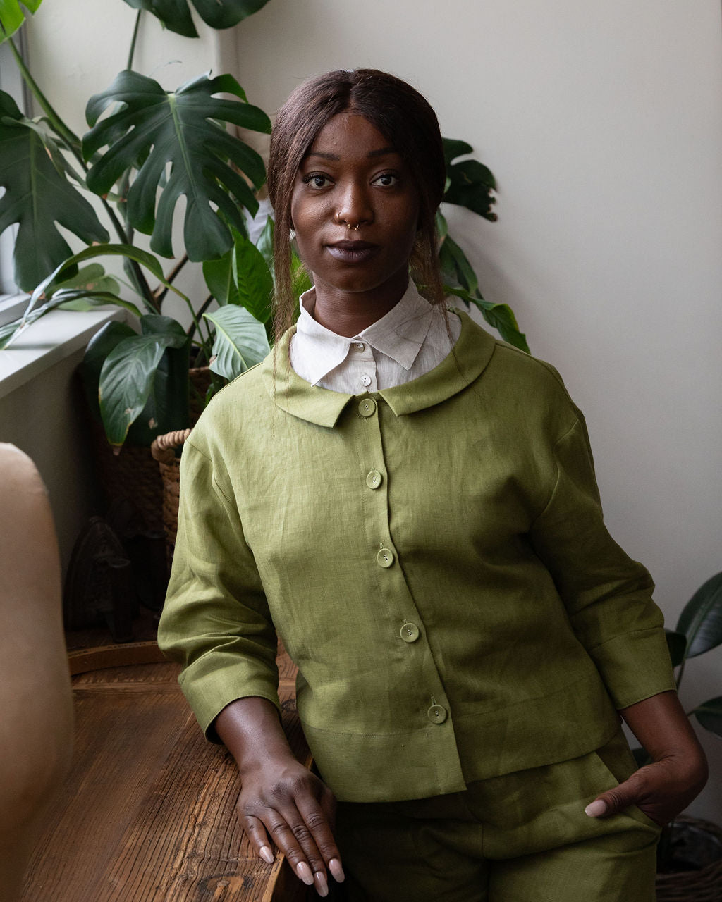 Grace Jacket - Chartreuse Linen