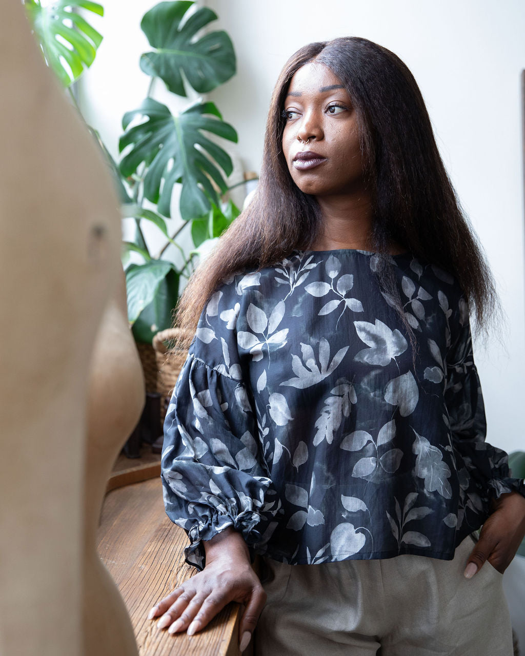 Willow top - Falling Leaves Cotton/Silk