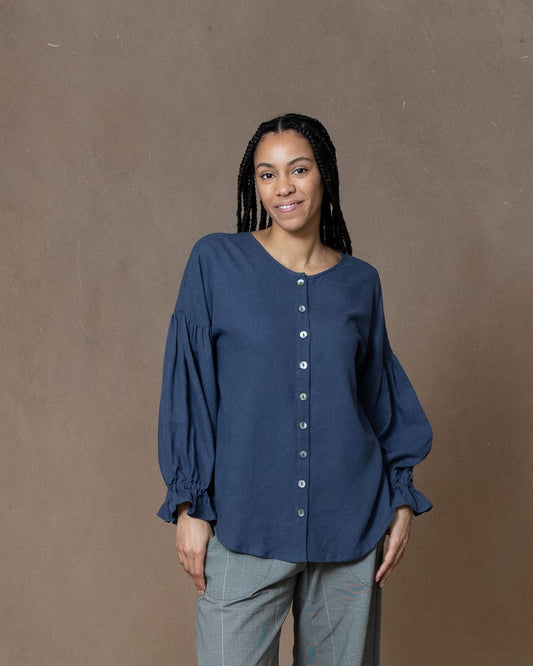 Celine Washed Navy Blouse