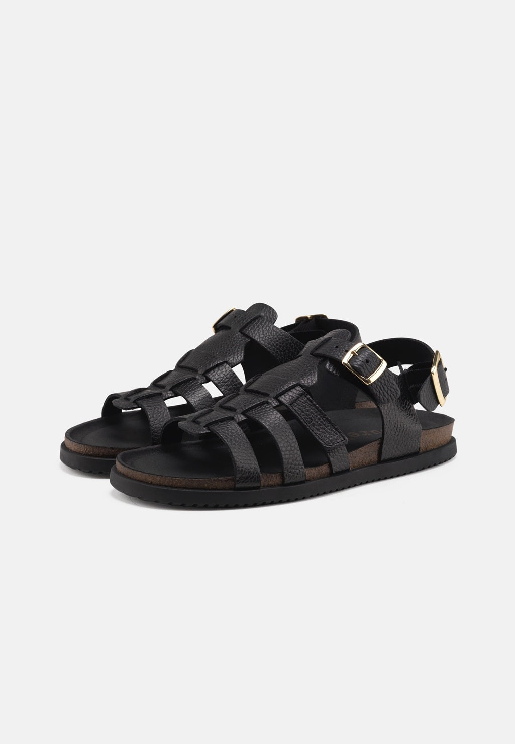 Mette Black Leather Sandal