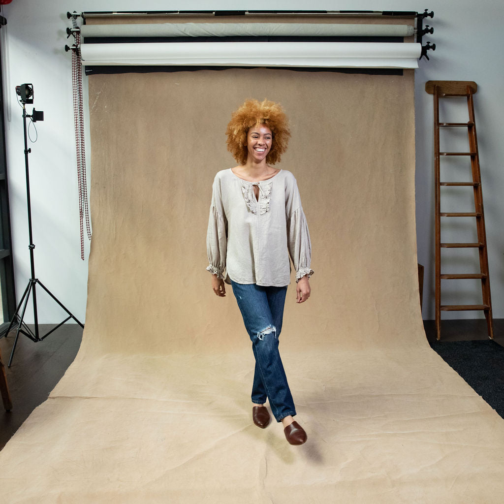 Magnolia Natural Check Linen Blouse