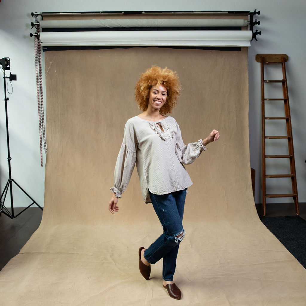 Magnolia Natural Check Linen Blouse