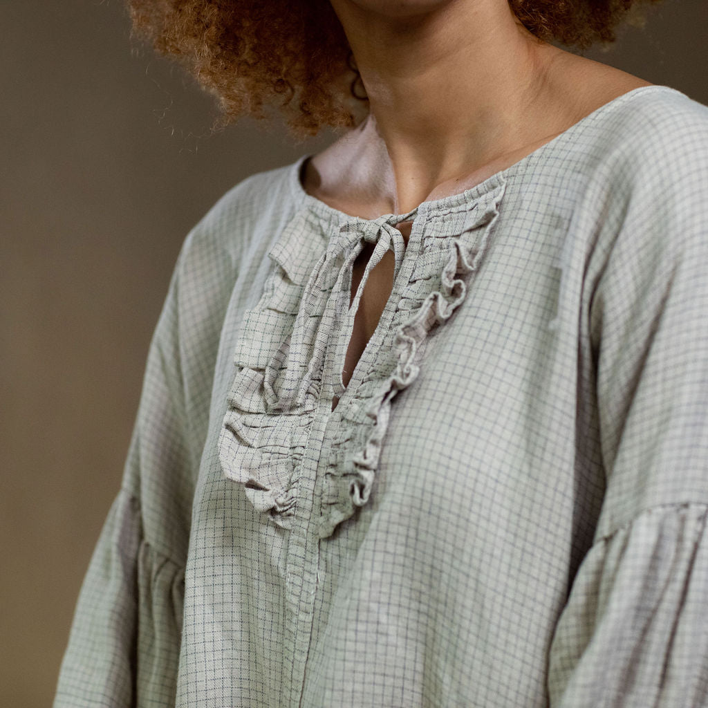 Magnolia Natural Check Linen Blouse