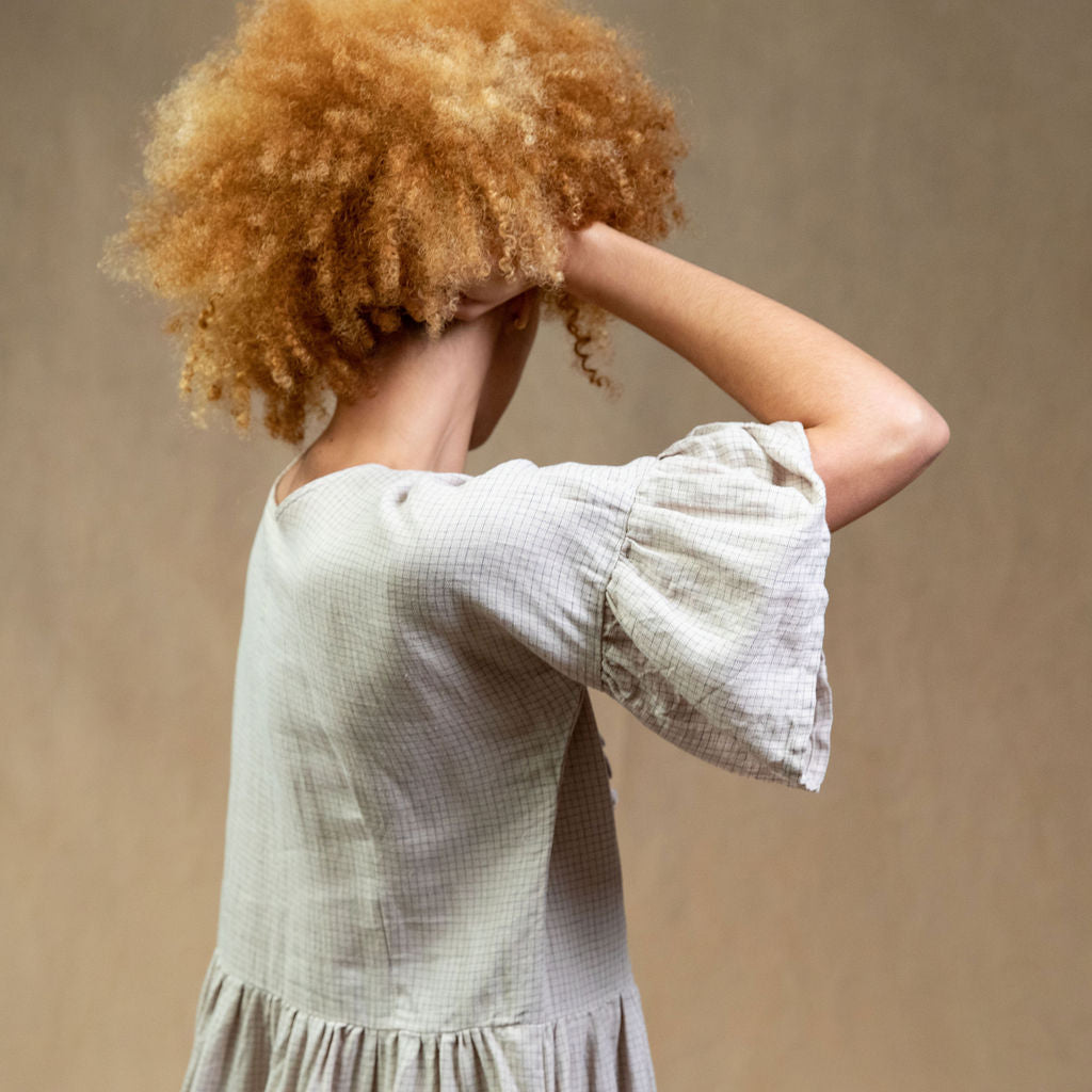 Madelyn Natural Check Linen Dress